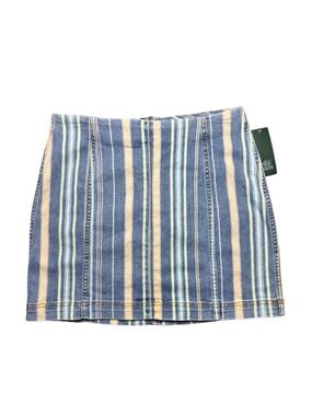 Wild Fable Chambray Denim Multicolor Striped Jean Mini Skirt- Sz 0